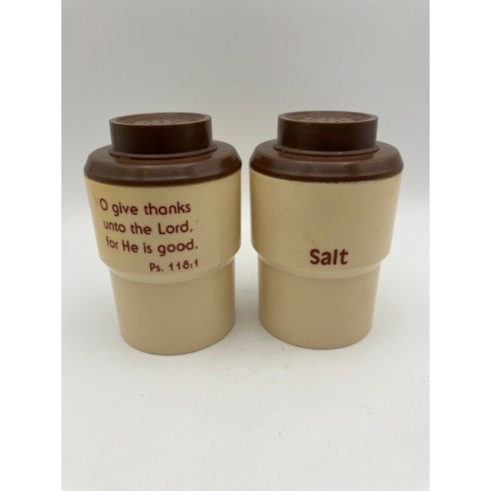 Vintage Sterlite Religious Salt and Pepper Shakers with Scriptures 3.75"H